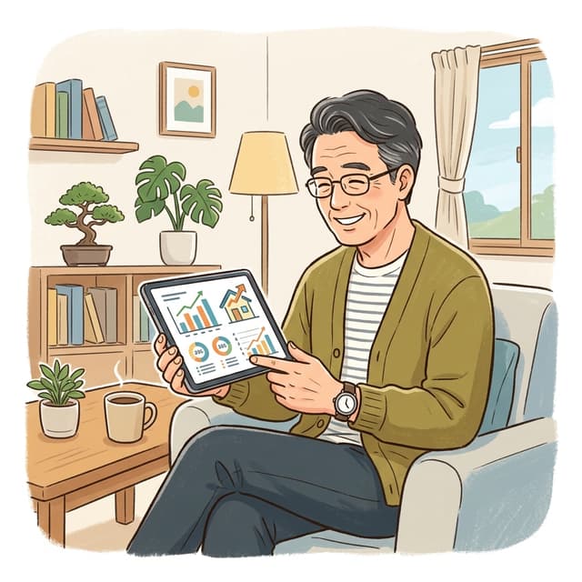 相場データを基に担当スタッフと精密な査定額を算出するイラスト