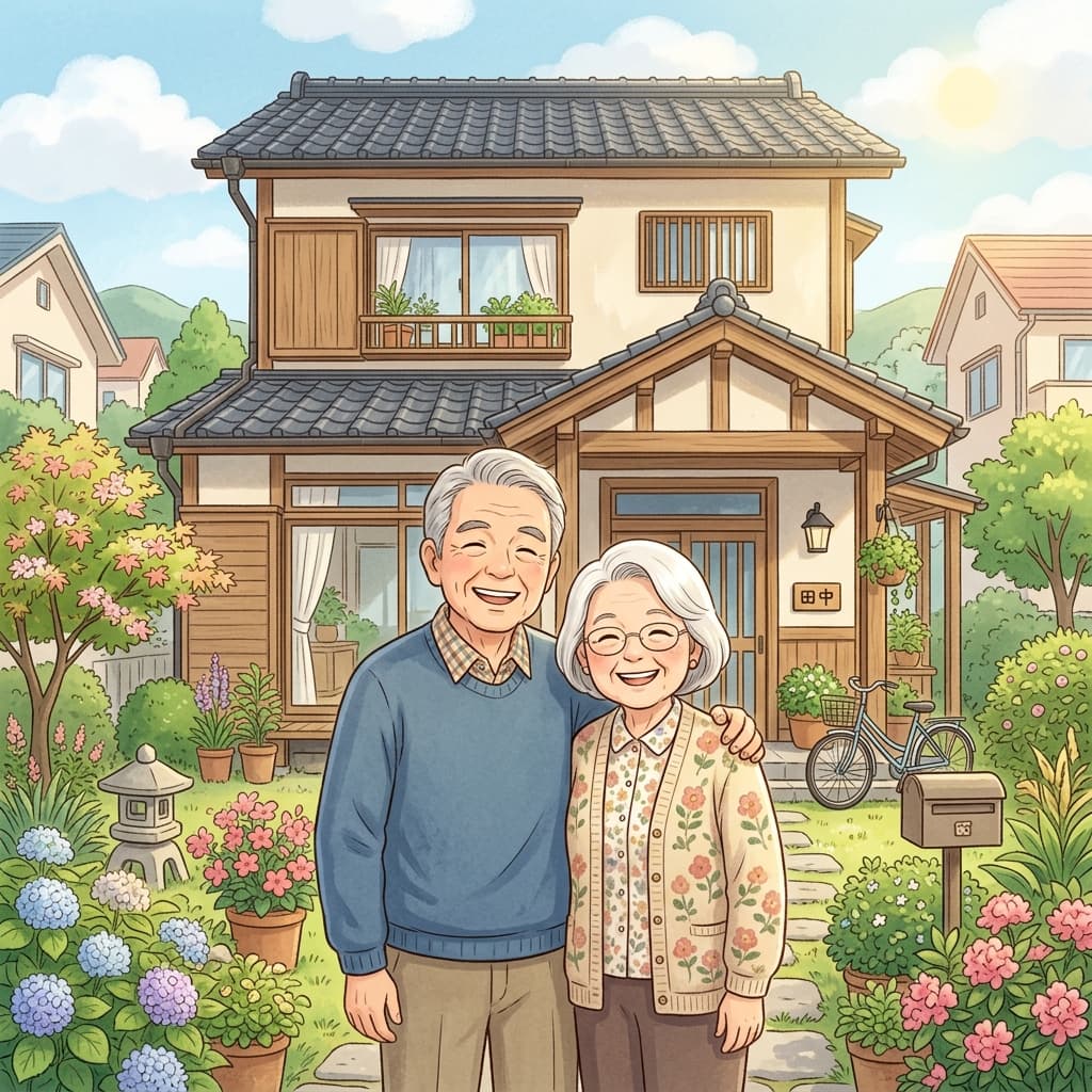 自宅を売却してまとまった資金を得つつ、家賃を支払ってそのまま住み続けるリースバックの仕組みを表した説明イラスト